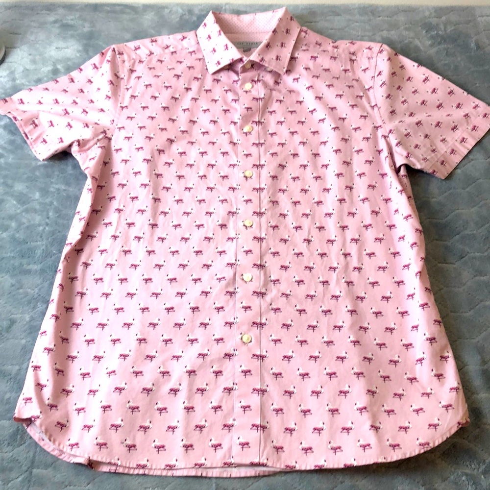 🦩Ted Baker Flamingo Button Up Shirt men’s size 3